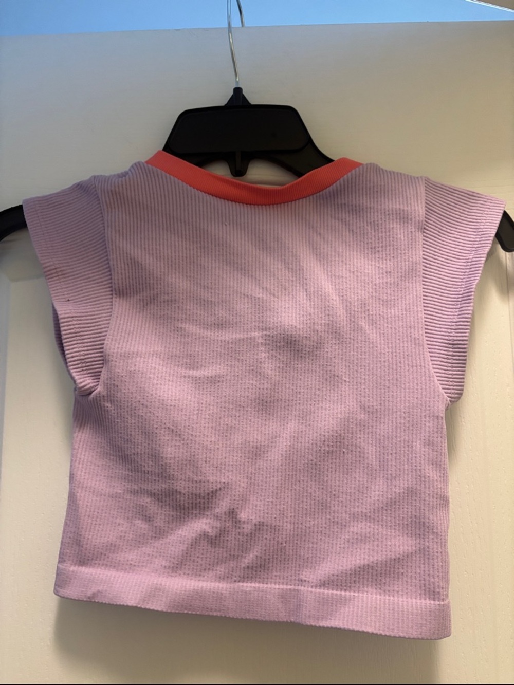 Urban Outfitters Lavender Ribbed Crop Top with Orange Trim - Picture 3 of 5